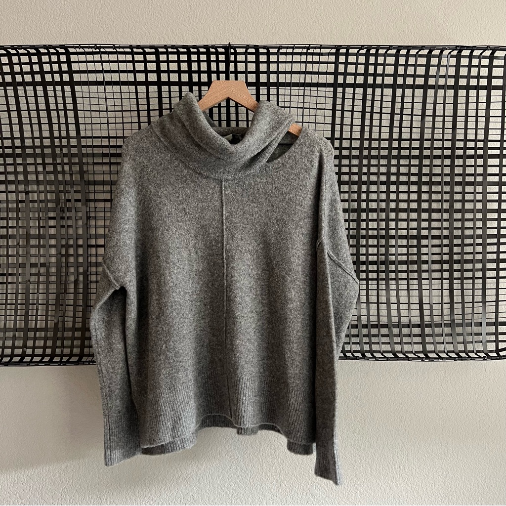 All Saints Nada Cutout Shoulder Sweater - Grey Marl